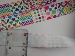 10m Mixed Pattern Squares Wider 25mm White FOE FoldOver Fold Over Elastic