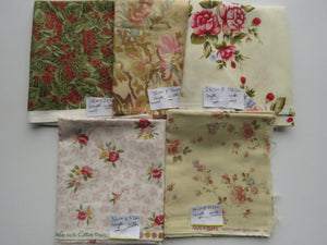 5 pieces- mixed prints and sizes. See photos for sizes. All 100% cotton