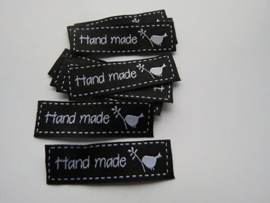 10 Black Hand made and bird with Twig Labels 50x 15mm