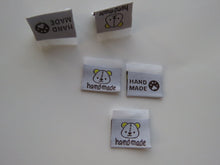 Load image into Gallery viewer, 25 Bear Print Handmade and/or Bear Paw Handmade White woven labels 24x22mm
