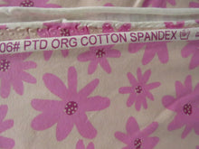 Load image into Gallery viewer, 1.35m Dark Pink flower on pale pink background organic cotton spandex jersey knit 150cm