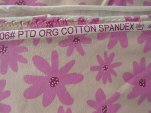 1.35m Dark Pink flower on pale pink background organic cotton spandex jersey knit 150cm