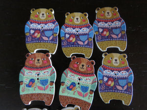 12 Large bear buttons 35mm high x 23mm wide approx.