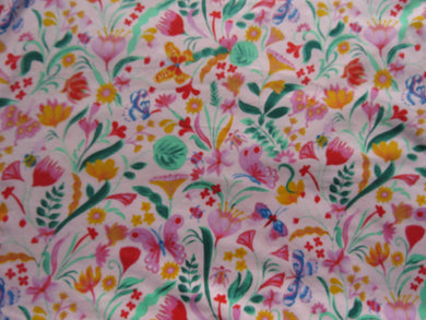 2m Colourful butterly and floral print with pink background  100% organic cotton jersey knit 112cm