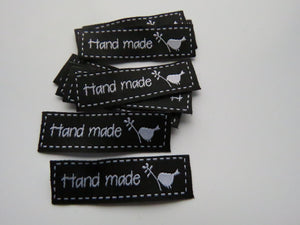 10 Black Hand made and bird with Twig Labels 50x 15mm