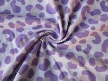 Load image into Gallery viewer, SALE 50% off- 1.5m Purple and White print 100% cotton jersey knit fabric 120cm