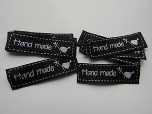 10 Black Hand made and bird with Twig Labels 50x 15mm