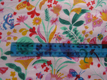 Load image into Gallery viewer, 2m Colourful butterly and floral print with pink background  100% organic cotton jersey knit 112cm
