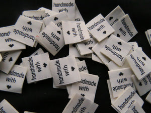 24 Cream handmade with heart symbol (love) 20x 2cm flag labels