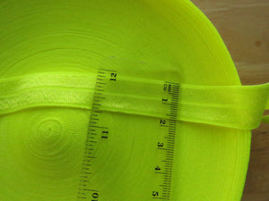 Fluro Yellow 15mm wide fold over elastic foldover FOE- change menu for by metre, 5m or 10m