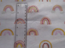 Load image into Gallery viewer, 2m Rainbows on white  100% organic cotton jersey knit 112cm