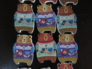12 Large bear buttons 35mm high x 23mm wide approx.