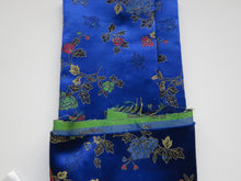 Load image into Gallery viewer, 26cm Royal Blue Chinese brocade fabric remnant 60cm wide