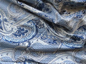 2m Blue and Printed Paisley print 100% combed cotton knit 140cm