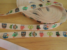 Load image into Gallery viewer, 1m Owl Print on Cream Fold over FOE Foldover Elastic 15mm