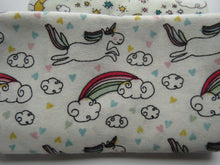 Load image into Gallery viewer, Magical Unicorn Fabric Bundle of 5 Fat Quarters. Mixed prints- 100% cotton. 50 x 52cm per piece