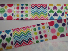Load image into Gallery viewer, 10m Mixed Pattern Squares Wider 25mm White FOE FoldOver Fold Over Elastic