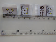 Load image into Gallery viewer, 10 Bear Print Handmade and/or Bear Paw Handmade White woven labels 24x22mm