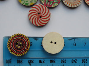 25 Mixed Print retro vintage mixed print 20mm buttons 2 holes