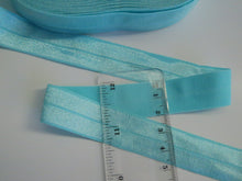 Load image into Gallery viewer, 5m Aqua Blue 20mm Fold over elastic FOE elastic Foldover
