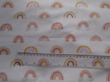 Load image into Gallery viewer, 2m Rainbows on white  100% organic cotton jersey knit 112cm