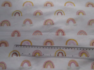 2m Rainbows on white  100% organic cotton jersey knit 112cm