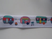 Load image into Gallery viewer, 5m Caravan print 15mm fold over elastic FOE foldover elastic or use menu to buy by the metre