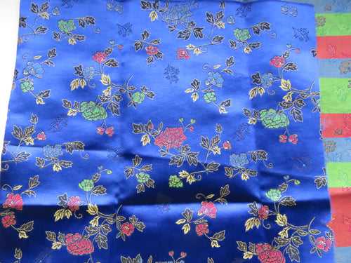 26cm Royal Blue Chinese brocade fabric remnant 60cm wide