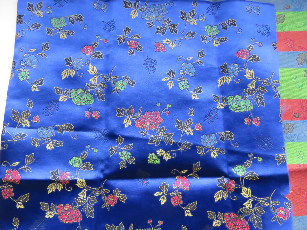 26cm Royal Blue Chinese brocade fabric remnant 60cm wide