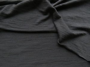 1.23m Garros Black 100% merino wool jersey knit fabric 165g- pre cut length