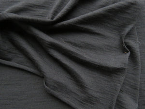 1.23m Garros Black 100% merino wool jersey knit fabric 165g- pre cut length
