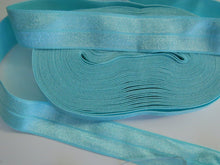 Load image into Gallery viewer, 5m Aqua Blue 20mm Fold over elastic FOE elastic Foldover