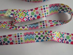10m Mixed Pattern Squares Wider 25mm White FOE FoldOver Fold Over Elastic