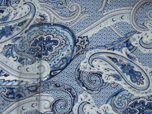 Load image into Gallery viewer, 2m Blue and Printed Paisley print 100% combed cotton knit 140cm