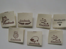 Load image into Gallery viewer, Mixed set of 12 Hand Made cotton flag labels. 2 x 2cm- prints as shown in first photo
