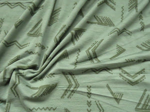 1.7m Catford Green Directional print 100% merino jersey knit 180g- precut