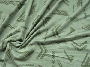 23cm Catford Green Directional print 100% merino jersey knit 180g- precut
