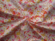 Load image into Gallery viewer, 2m White, Pink, Mauve and Yellow Flowers print organic cotton spandex jersey knit 160cm