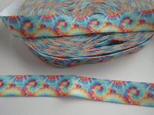 Load image into Gallery viewer, 5m Sunrays and swirls print 15mm wide fold over elastic FOE foldover