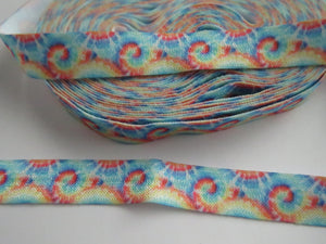 5m Sunrays and swirls print 15mm wide fold over elastic FOE foldover