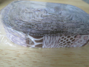 1.6m Printed Fold over elastic 15mm- Brown safari squares