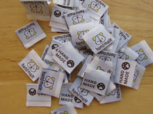 Load image into Gallery viewer, 10 Bear Print Handmade and/or Bear Paw Handmade White woven labels 24x22mm