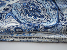 Load image into Gallery viewer, 2m Blue and Printed Paisley print 100% combed cotton knit 140cm