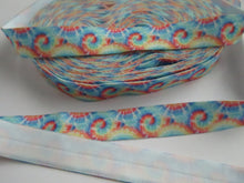 Load image into Gallery viewer, 5m Sunrays and swirls print 15mm wide fold over elastic FOE foldover