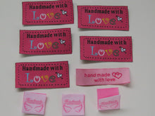 Load image into Gallery viewer, Mixed set of 9 pink hand made labels