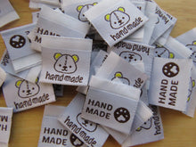Load image into Gallery viewer, 4 Bear Print Handmade and/or Bear Paw Handmade White woven labels 24x22mm
