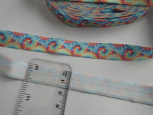 Load image into Gallery viewer, 5m Sunrays and swirls print 15mm wide fold over elastic FOE foldover