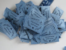 Load image into Gallery viewer, 25 Blue Handmade with Love labels with heart and branch 50mm wide x 25mm high