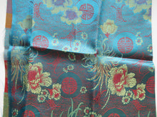Load image into Gallery viewer, 30cm x 60cm Teal and Gold Chinese brocade fabric remnant