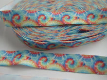 Load image into Gallery viewer, 5m Sunrays and swirls print 15mm wide fold over elastic FOE foldover